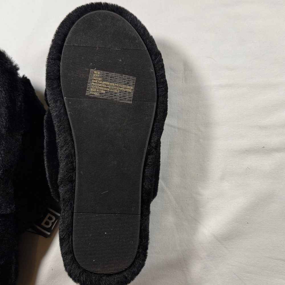 BCBG Black Plush Slippers - Picture 3 of 4